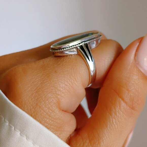 Sterling Silver Abalone Ring, Women's Ring, Ring, Genuine Abalone, 925 Stamped, - Picture 7 of 10